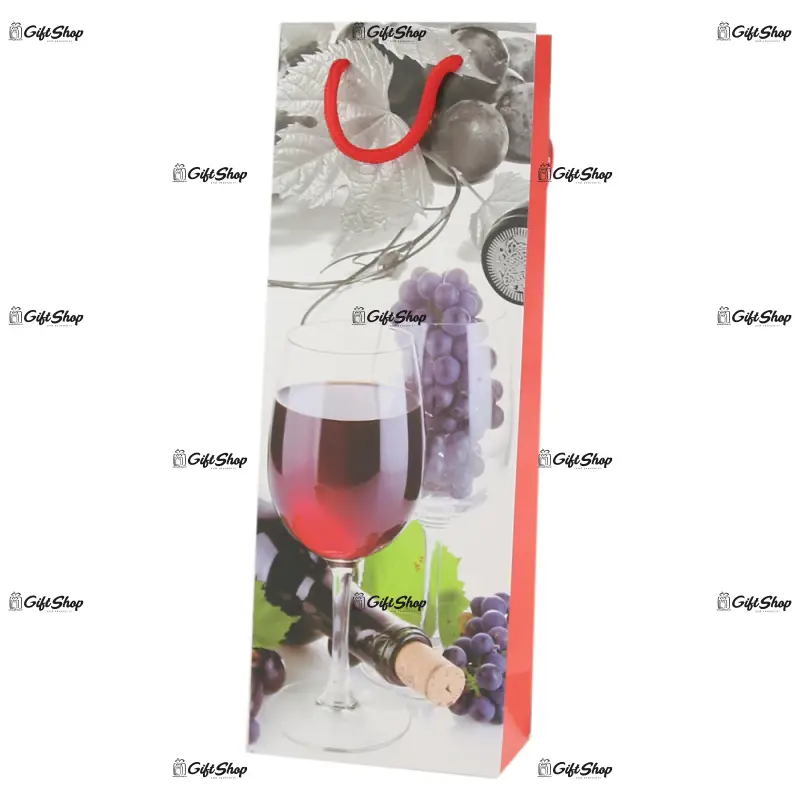 Punga cadou bauturi din hartie 13x36 cm, wine&grapes